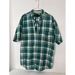 Vintage Disney Store Green Plaid Button Down Men's Shirt Tigger L Large Pooh